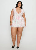 I Guess So Mini Dress White Burgundy Curve