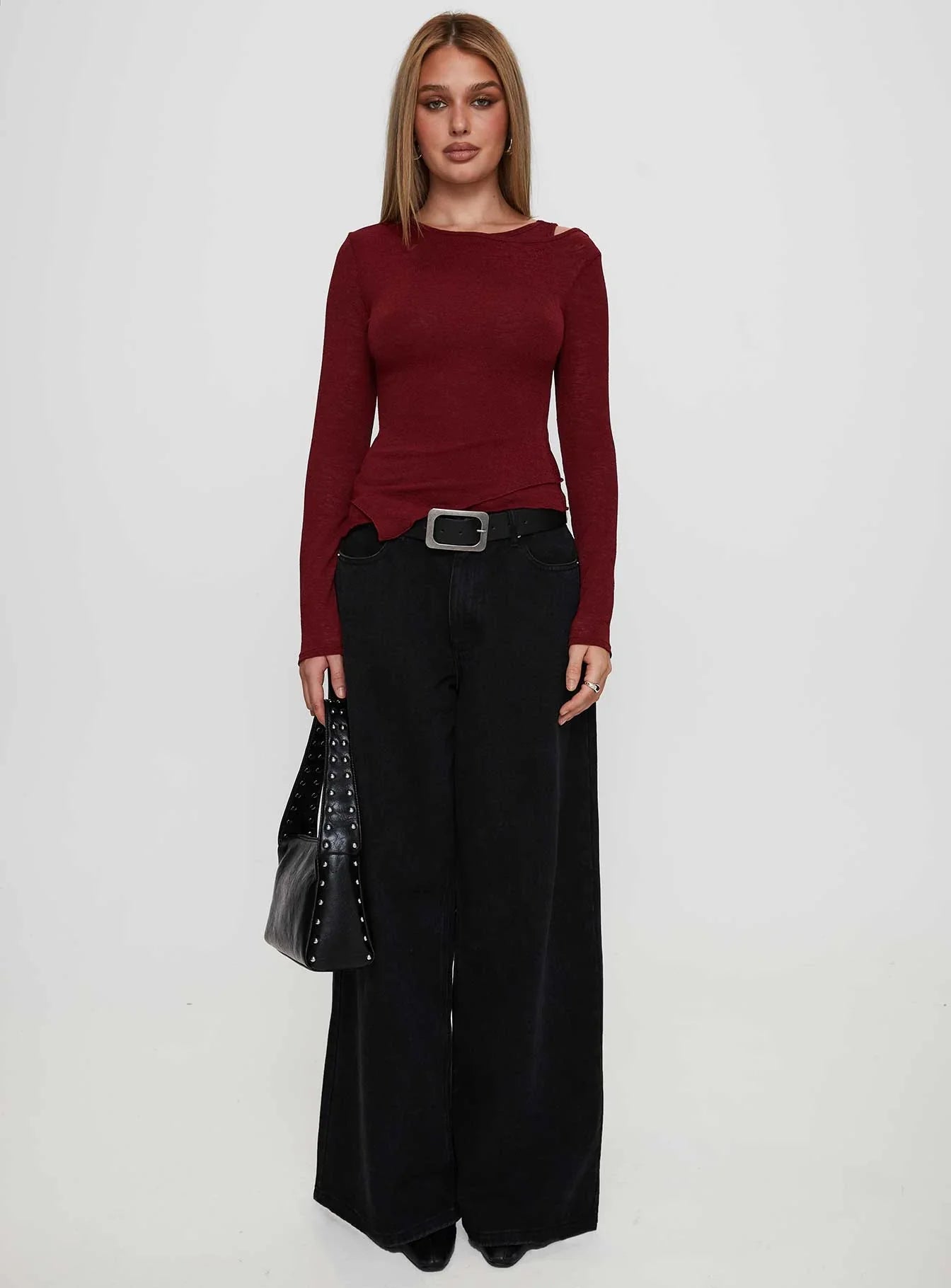 Lefort Long Sleeve Top Burgundy