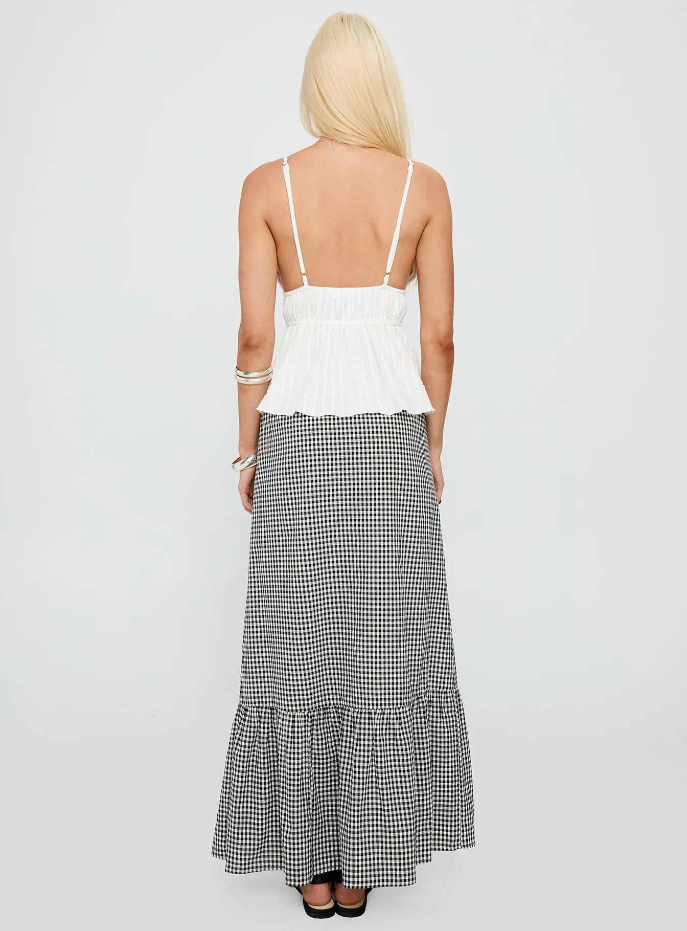 Modern Girl Maxi Skirt Black White Gingham