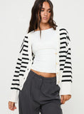 Karlson Striped Cardigan Cream Black