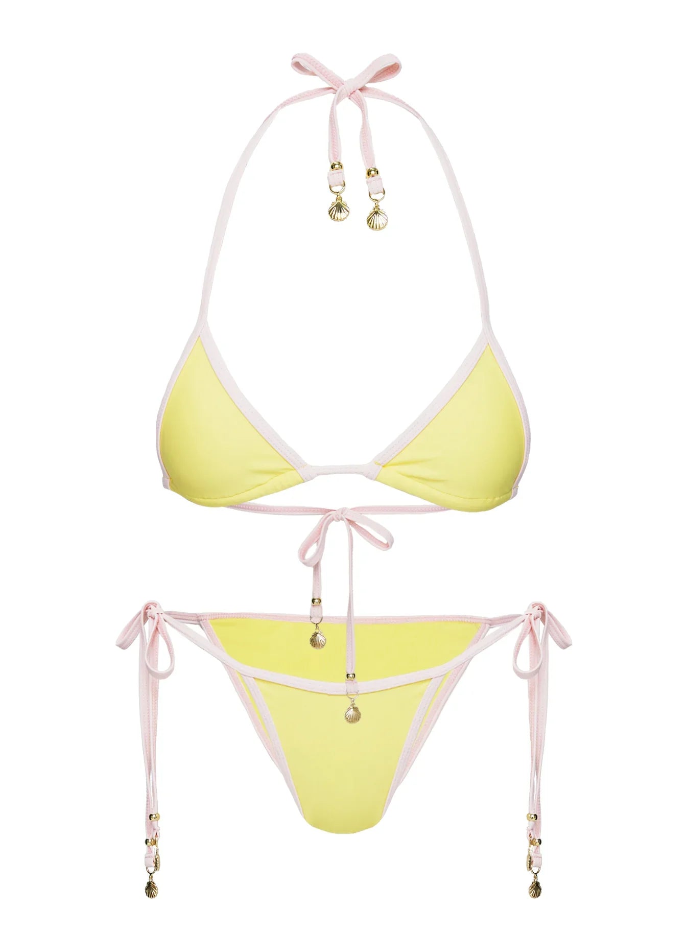 Blaylock Triangle Bikini Top Yellow Pink