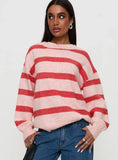 Ryanna Sweater Pink Red Stripe