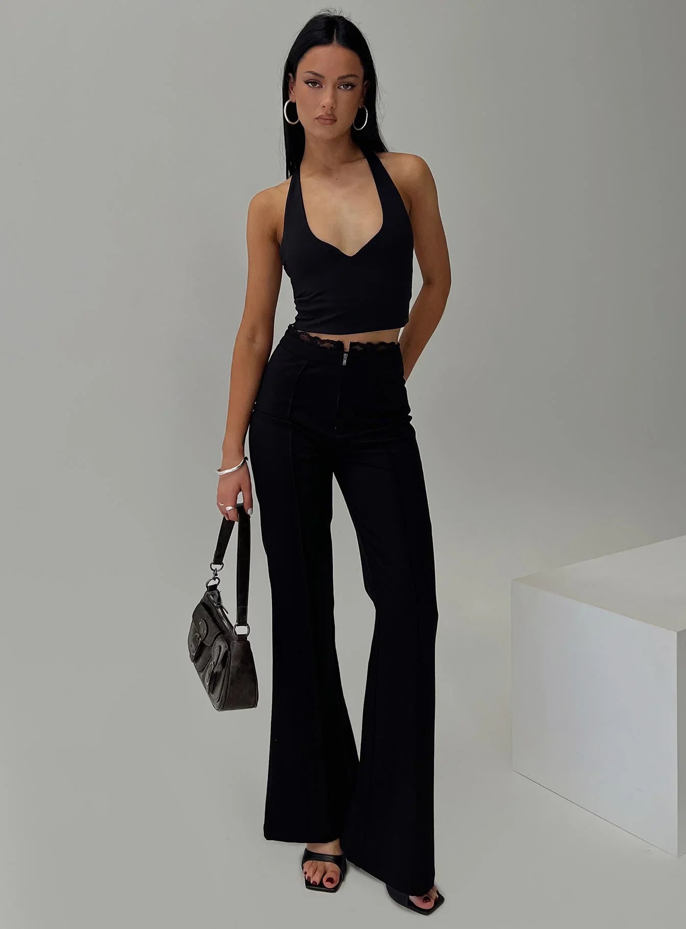 Stellina Slim Fit Flared Pants Black
