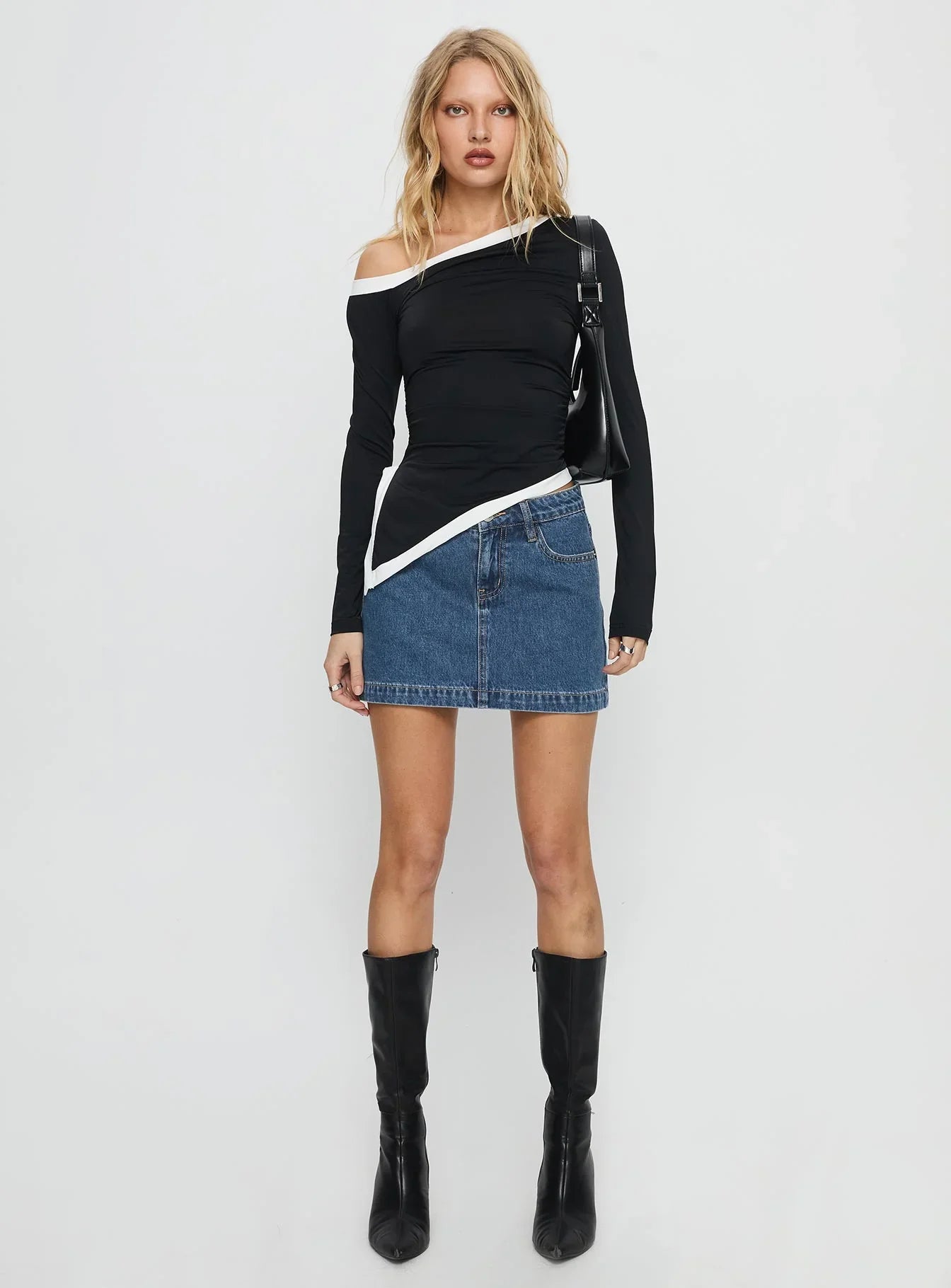 Nickei Denim Mini Skirt Mid Wash