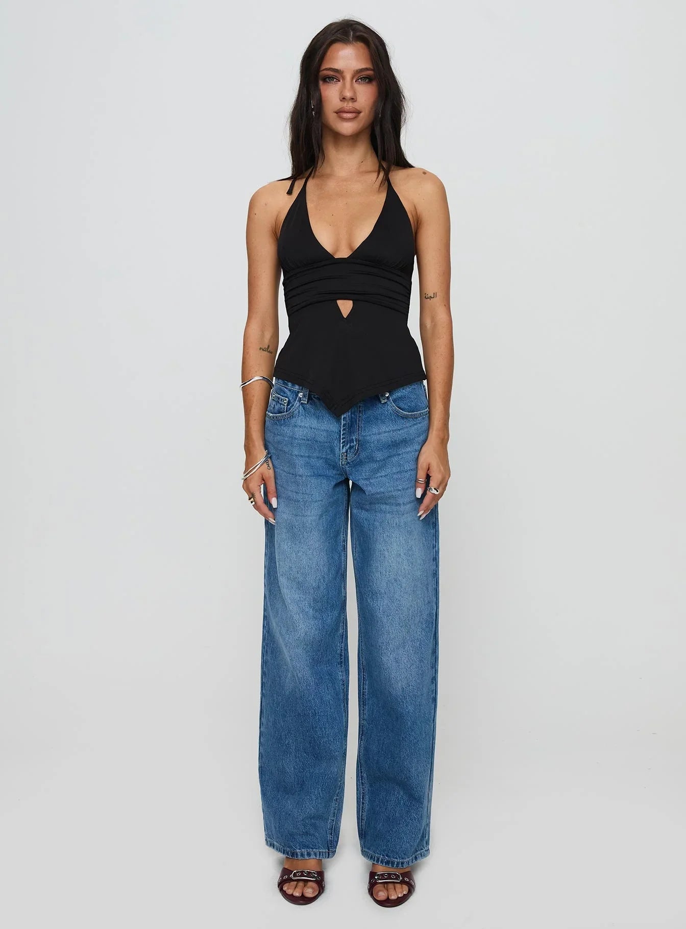Serenitia Mid Rise Relaxed Jeans Mid Blue Wash Petite