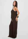 Nolei Contrast Pants Set Chocolate White