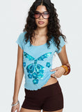 Reannah Sequin Short Sleeve Top Blue