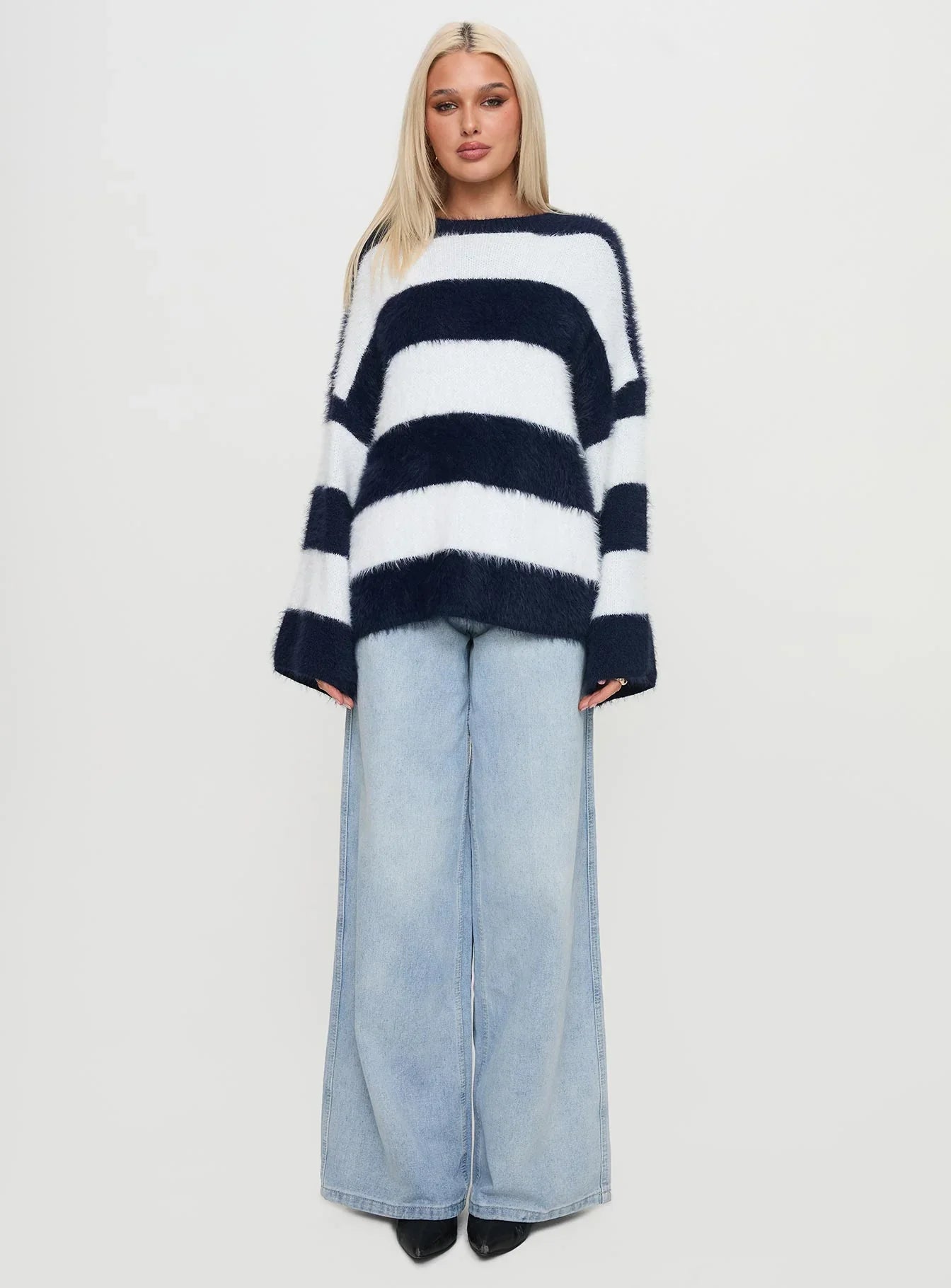 Nerina Knit Sweater Blue White Stripe