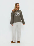 Bekki Wide Leg Knit Pant Grey Marle