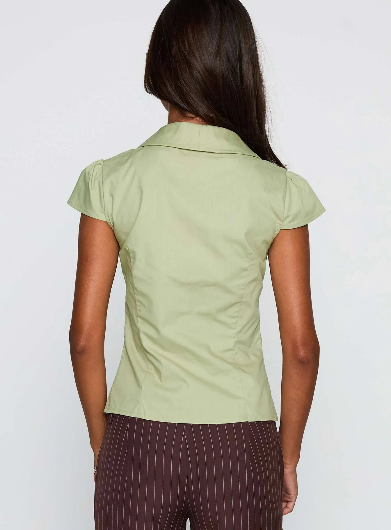 Crowd Control Collared Top Sage
