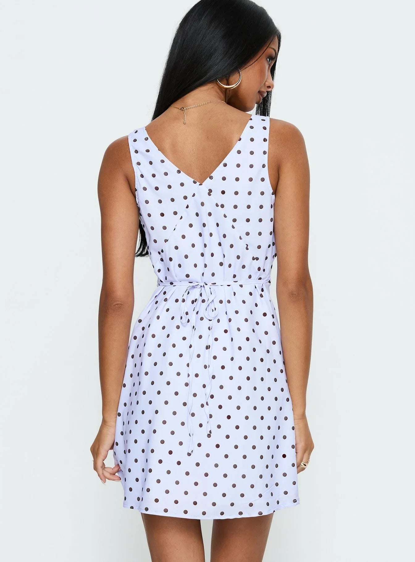 Nellie Mini Dress Blue Brown Polka Dot
