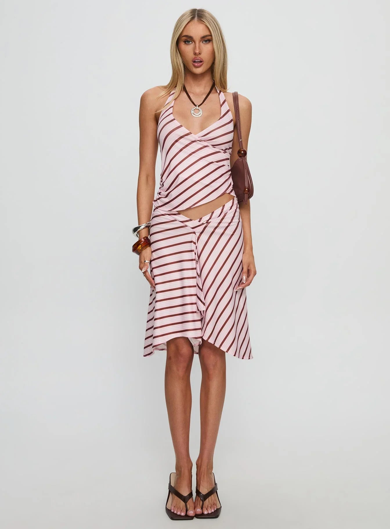Fayez Top Diagonal Pink Stripe