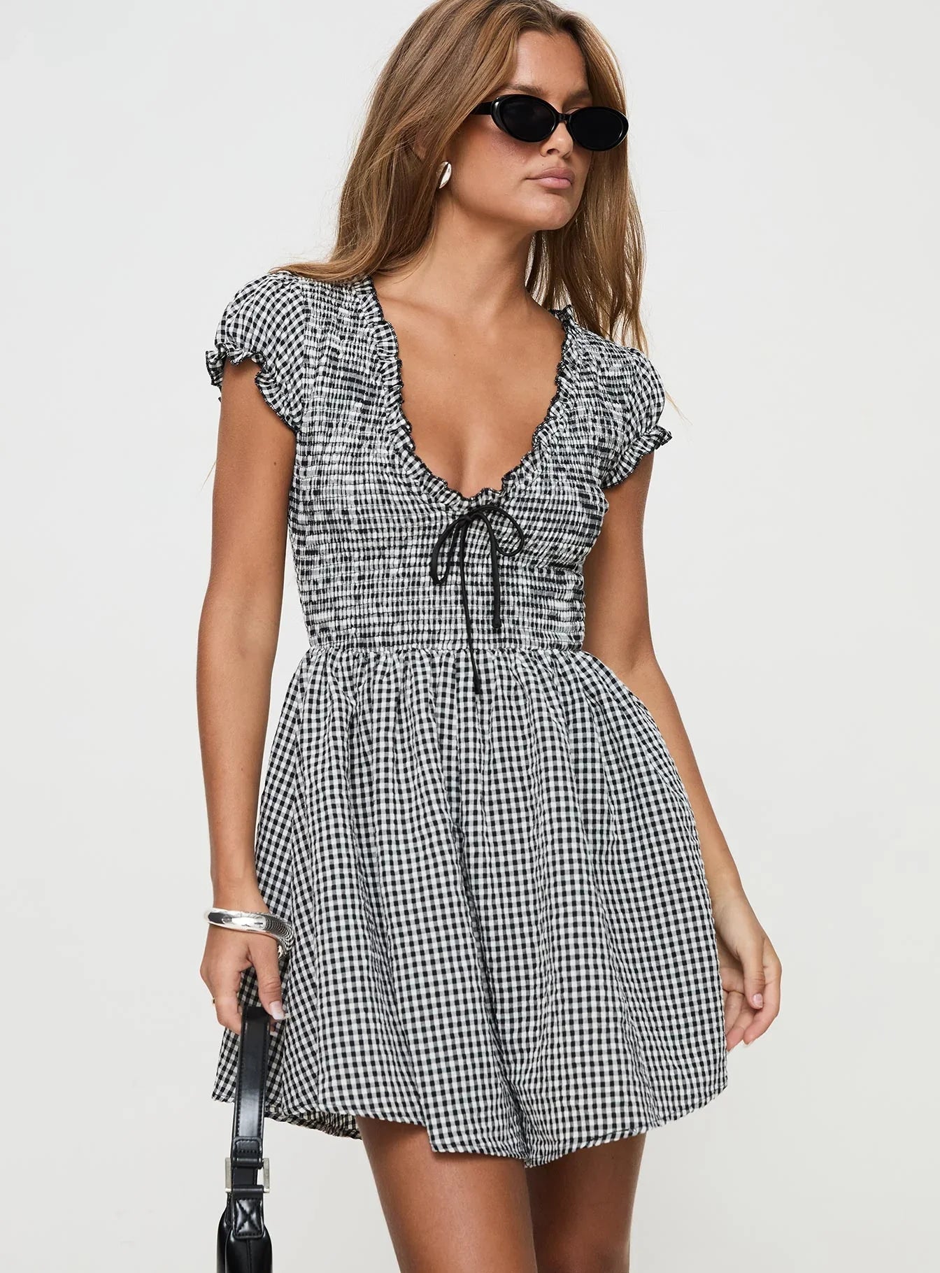 Wescott Gingham Playsuit Black White Petite