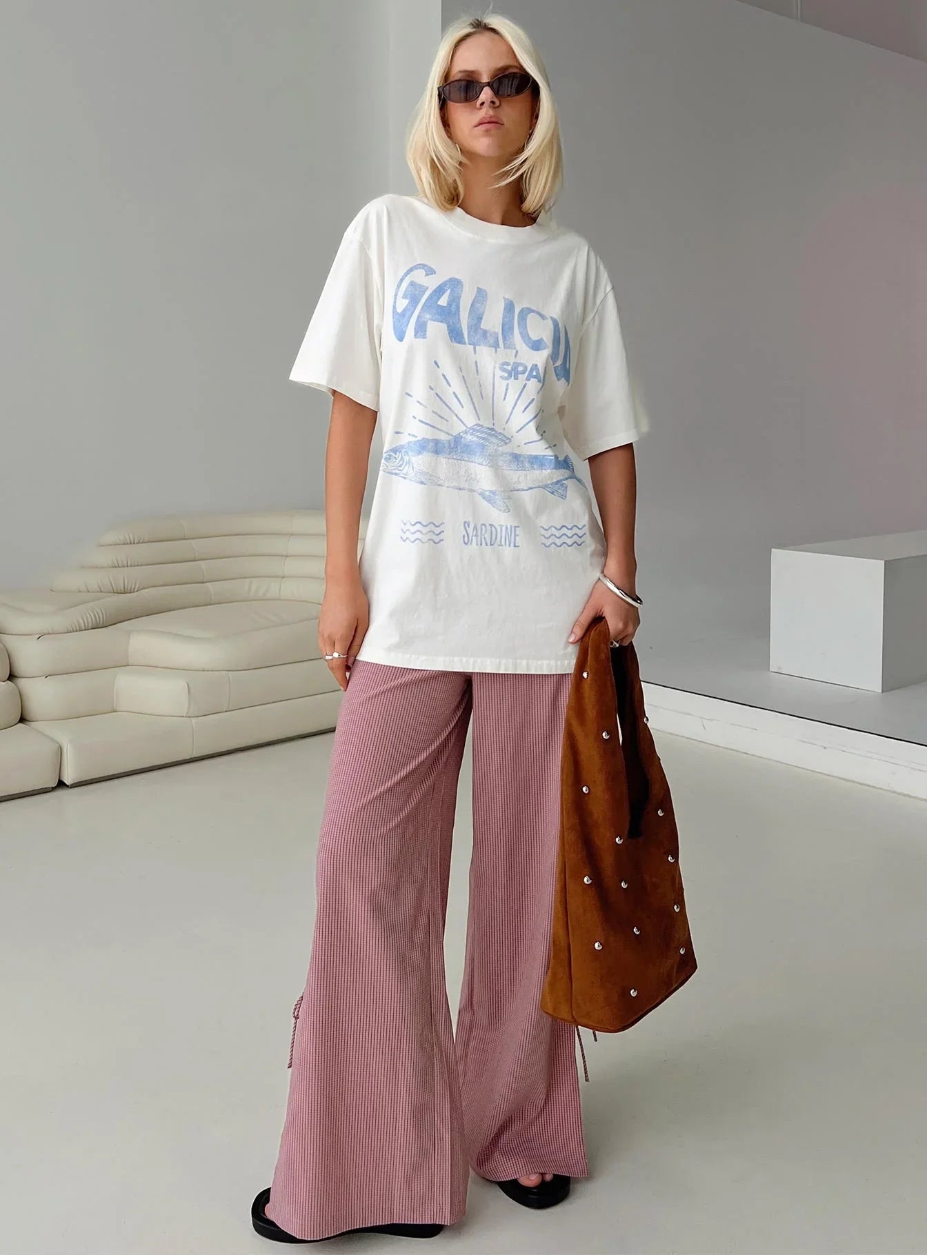 Jinxie Tie Side Pants Pink Gingham