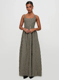 Cartmel Check Maxi Dress Black Cream Petite