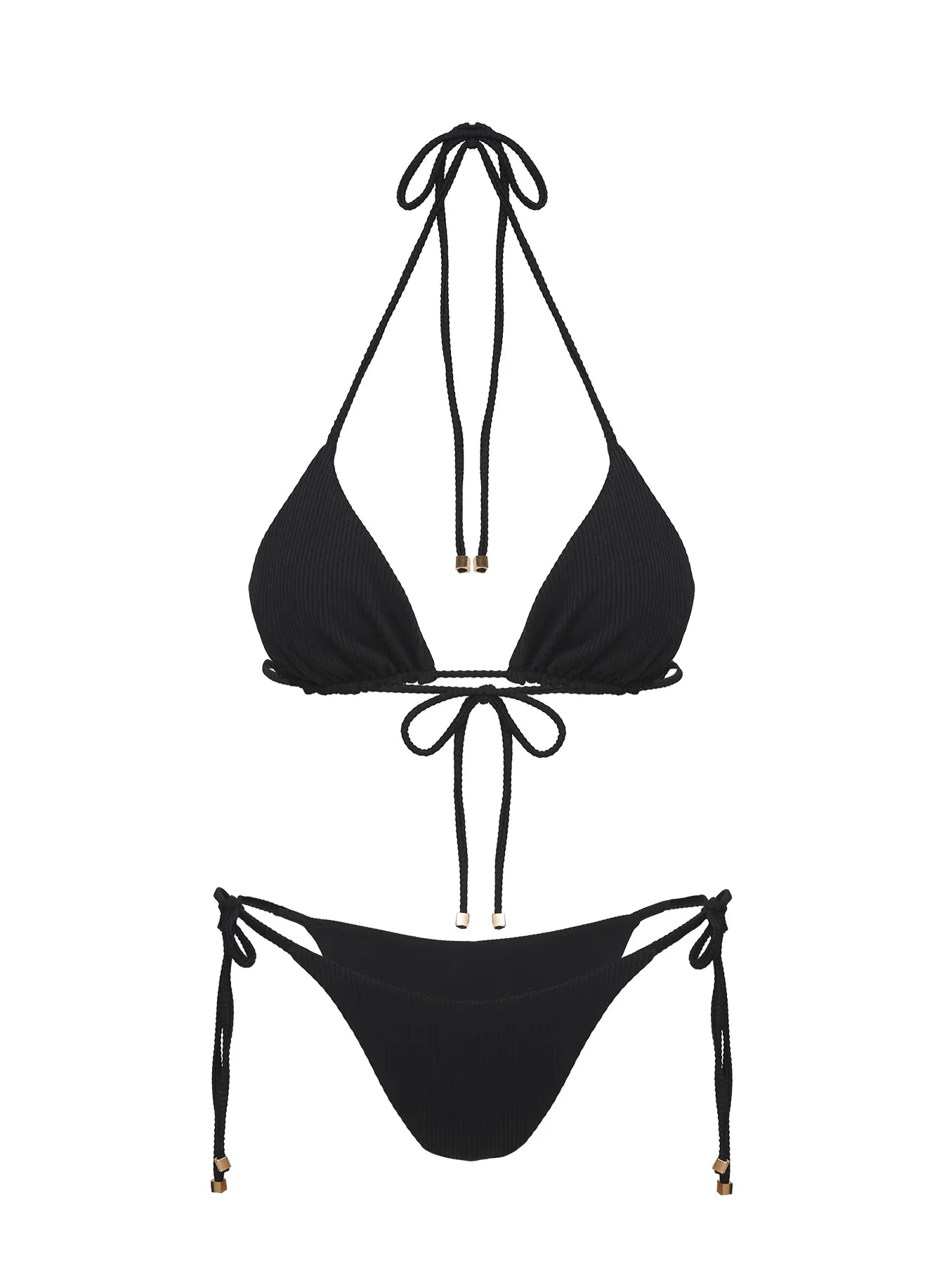 Glora Tie Side Ribbed Bikini Bottom Black