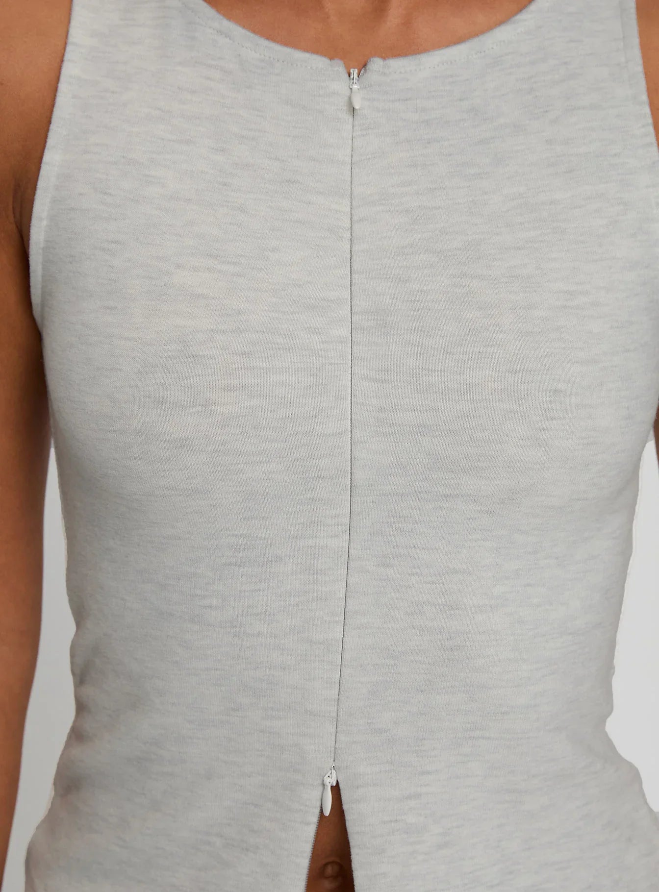 Kortez Zip Through Top Grey Marle