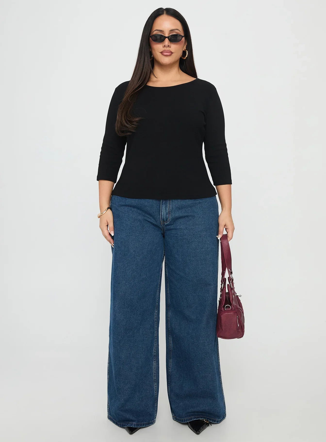 Elaia 3 4 Sleeve Top Black Curve
