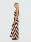 Rhodie Scoop Maxi Dress Brown Cream Stripe