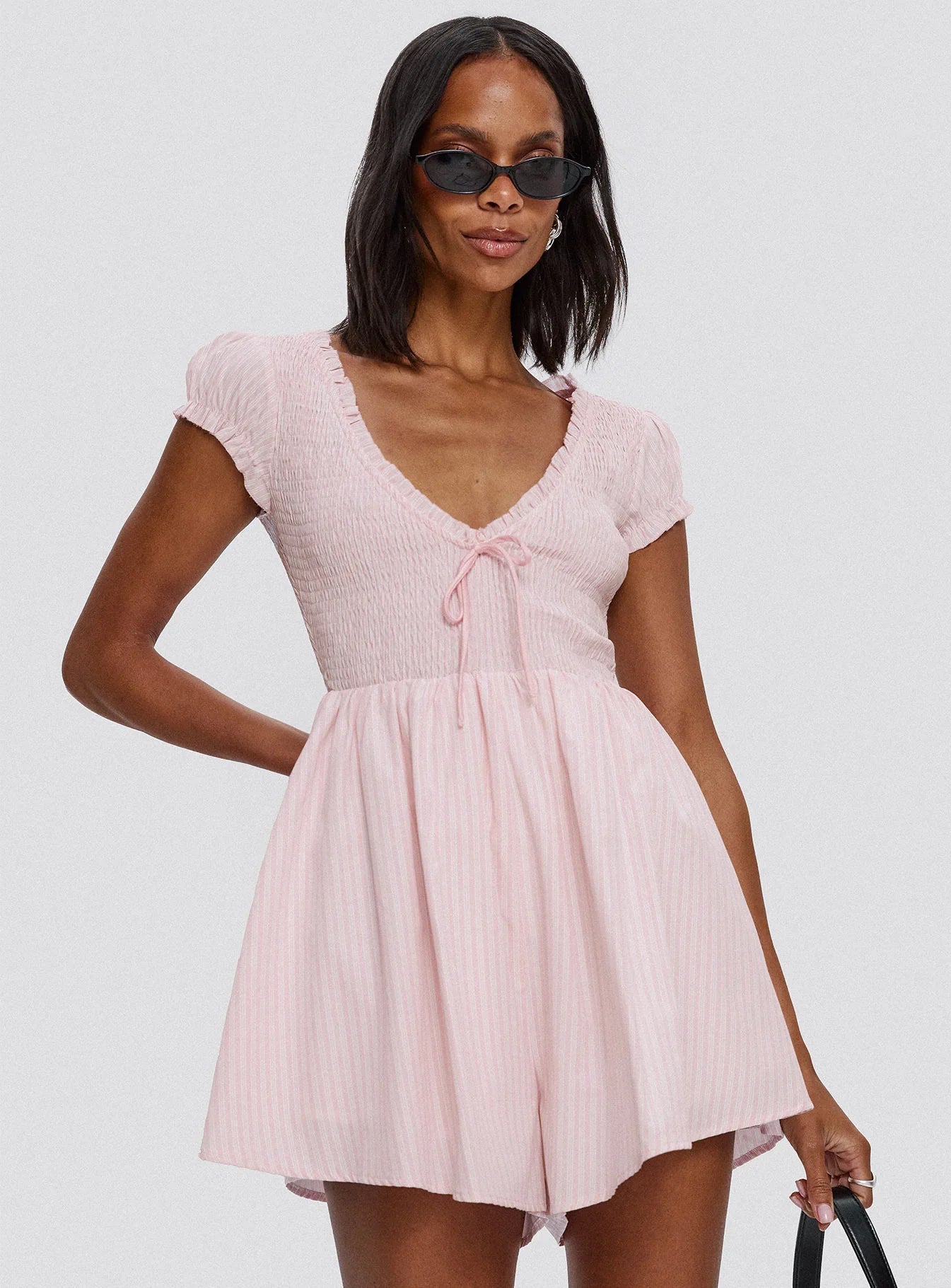 Wescott Stripe Playsuit Pink White