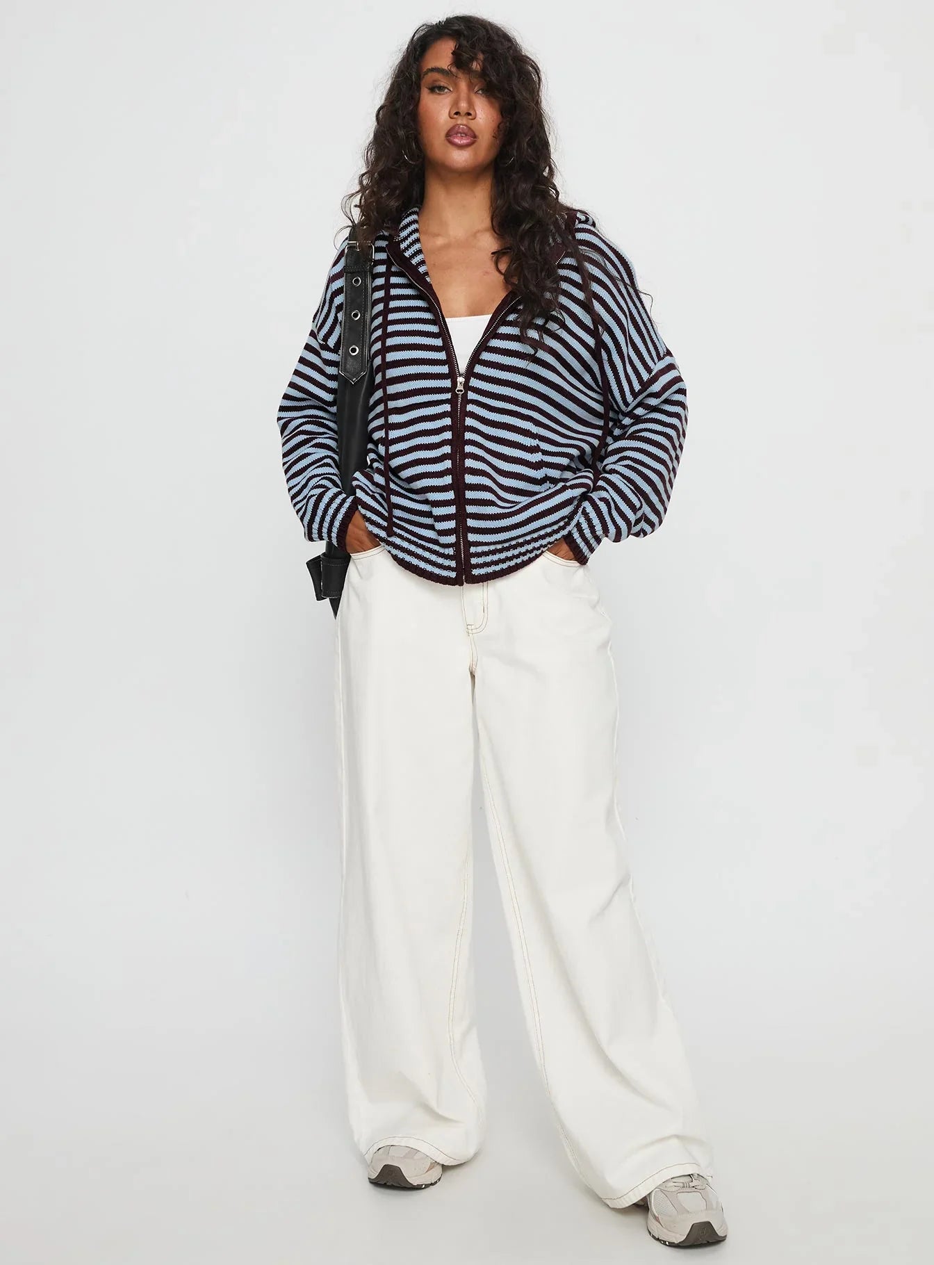 Brienna Zip Jacket Burgundy Blue Stripe
