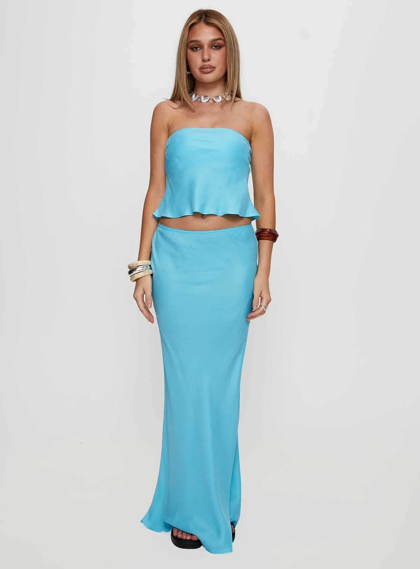 Lucelia Maxi Skirt Aqua