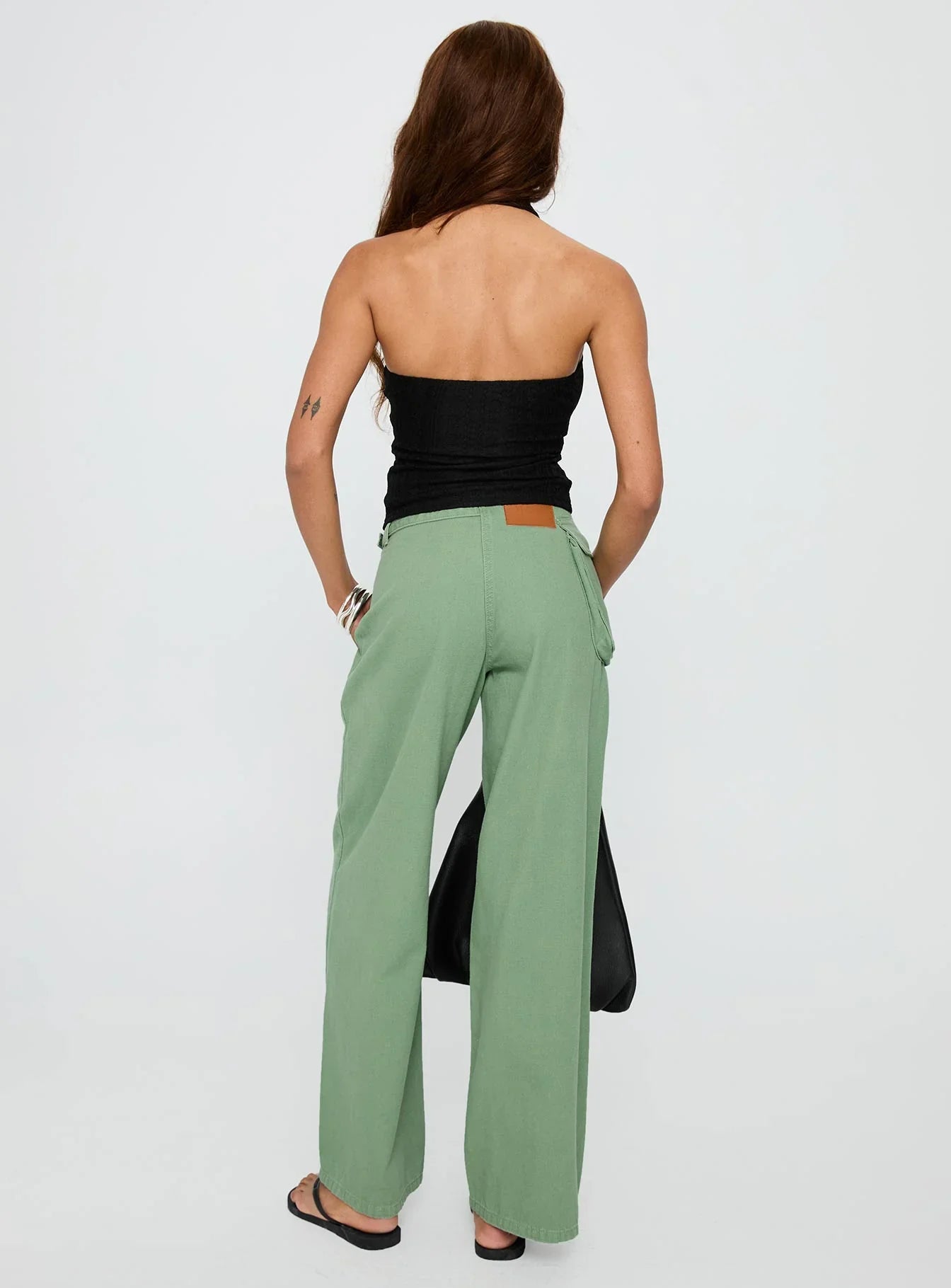 Mercadi Mid Rise Straight Leg Cargo Jeans Green