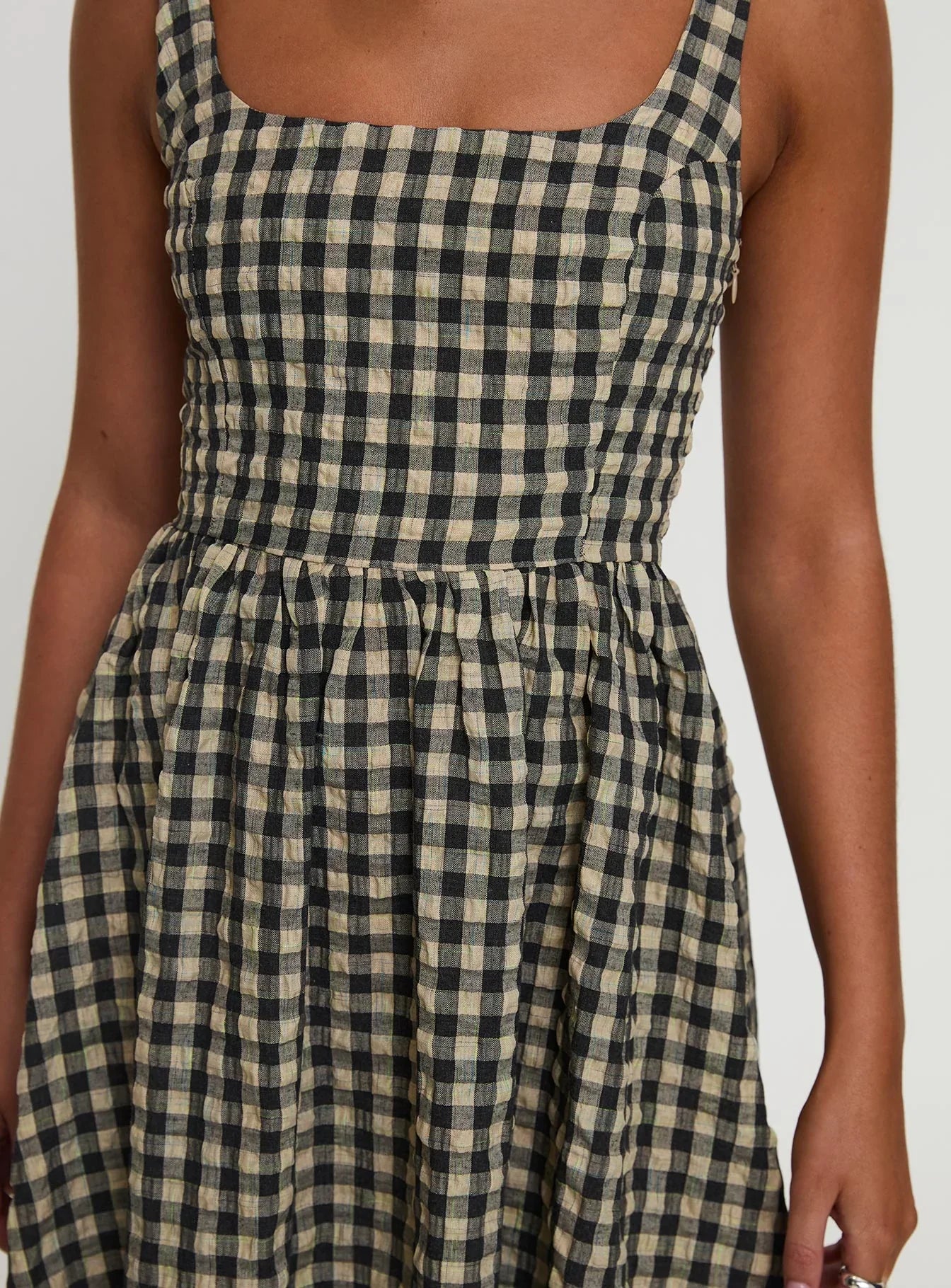 Cartmel Check Maxi Dress Black Cream Petite