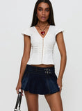 Ricochet Belted Mini Skirt Dark Wash