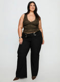 Twinflame Low Rise Hardware Pants Black Curve