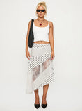 Rennar Maxi Skirt White Polka Dot Petite