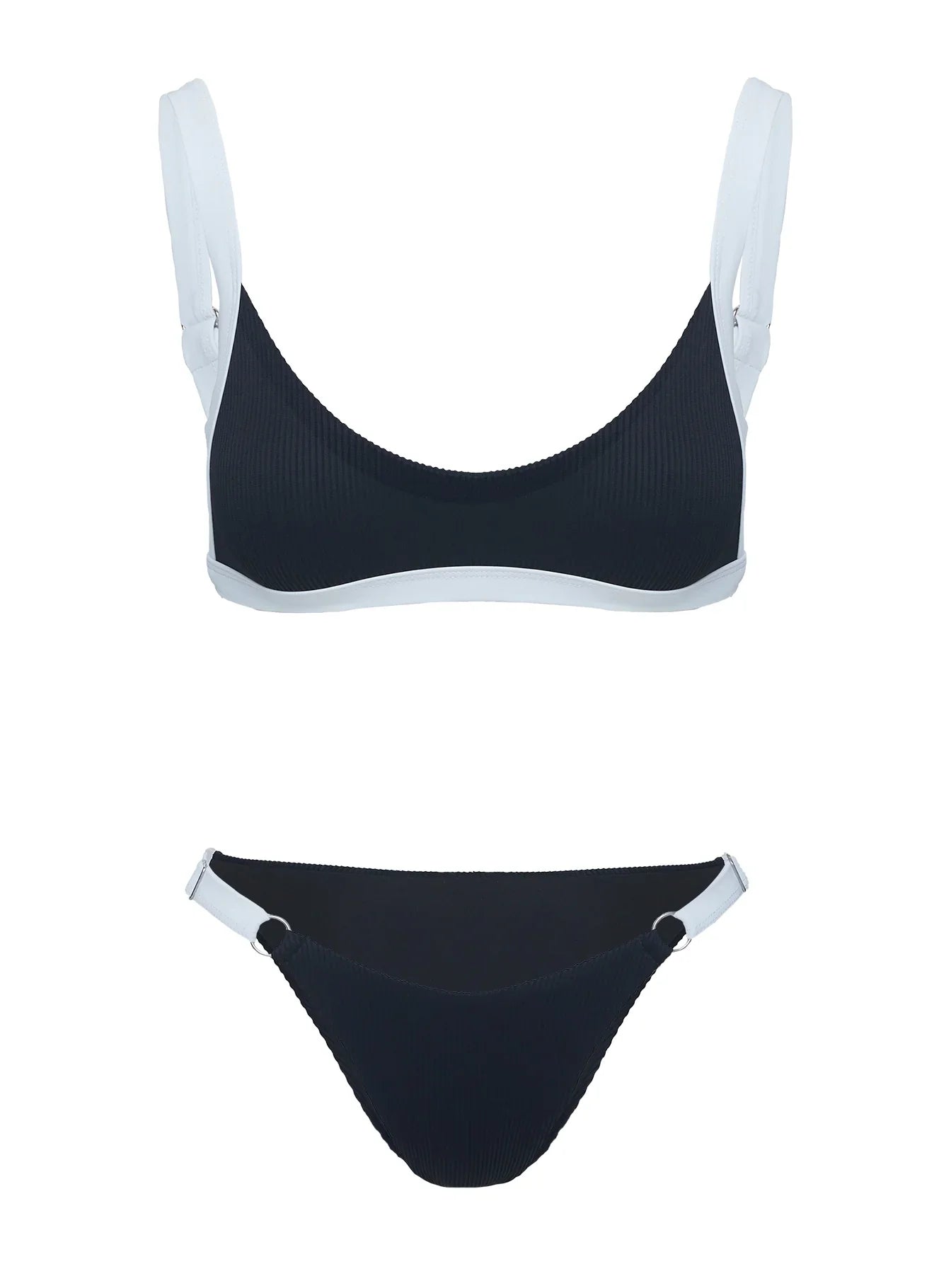 Knotti Ribbed Bikini Top Black