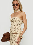 Sydni scarf detail strapless top Yellow Chocolate Polka Dot
