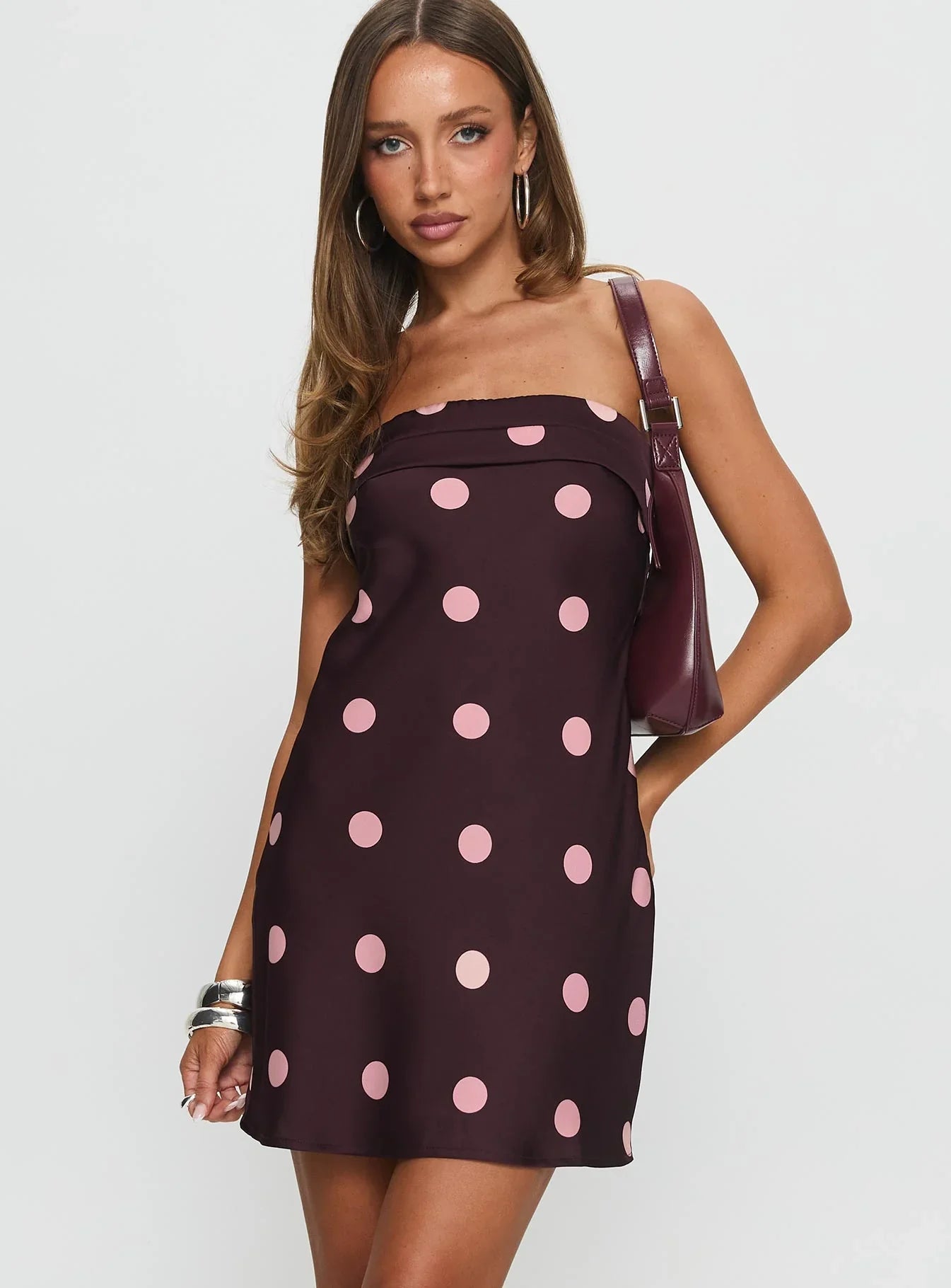 Phillipa Mini Dress Plum Pink Polka Dot