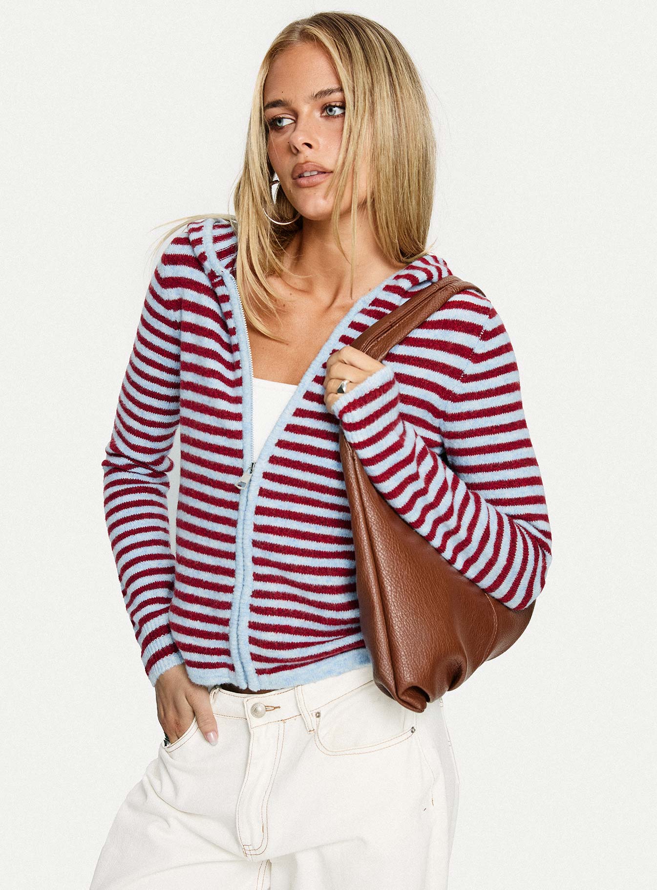 Superstars Zip Through Hoodie Blue Red Stripe