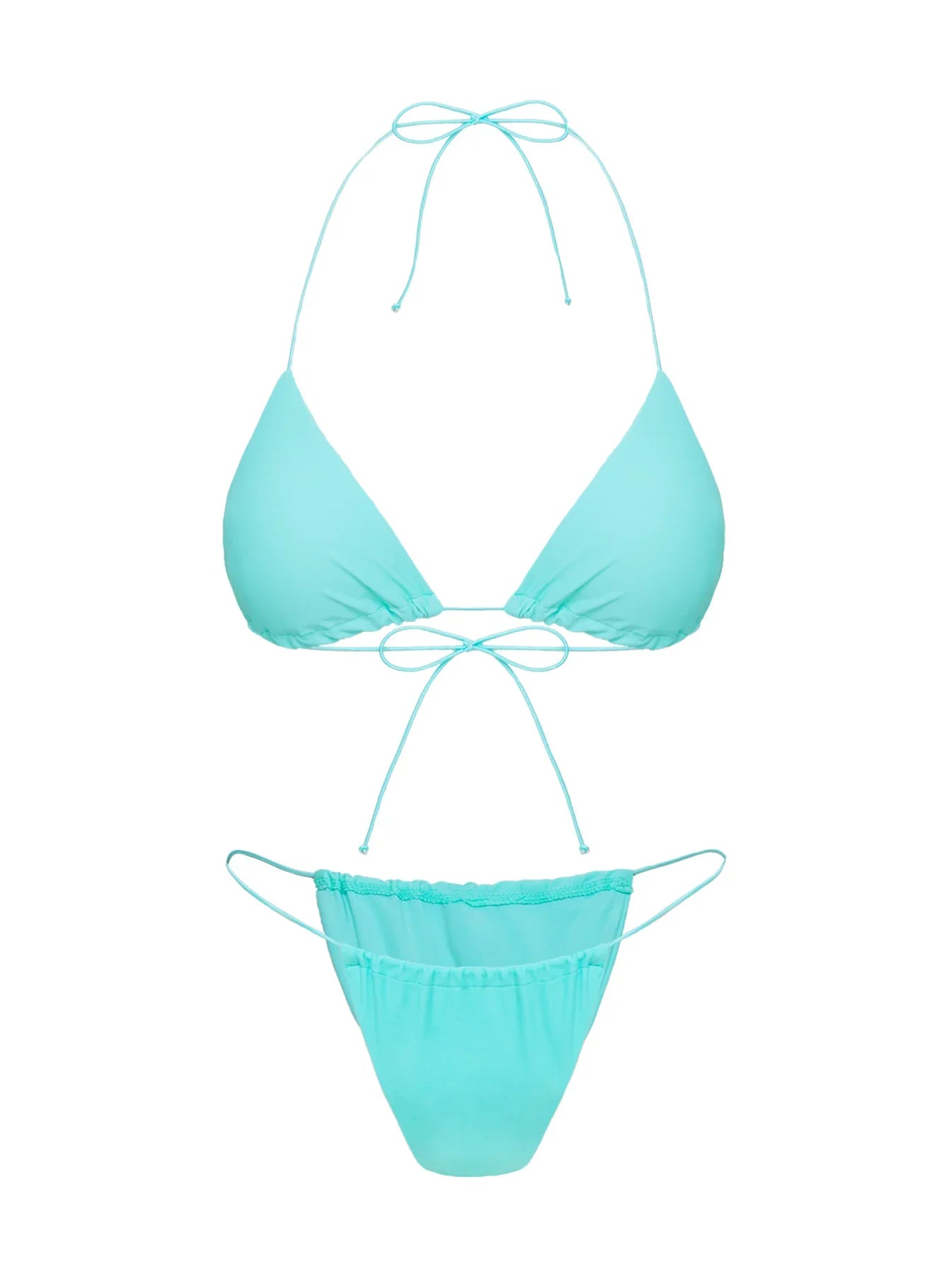 Selbie Triangle Bikini Top White Blue