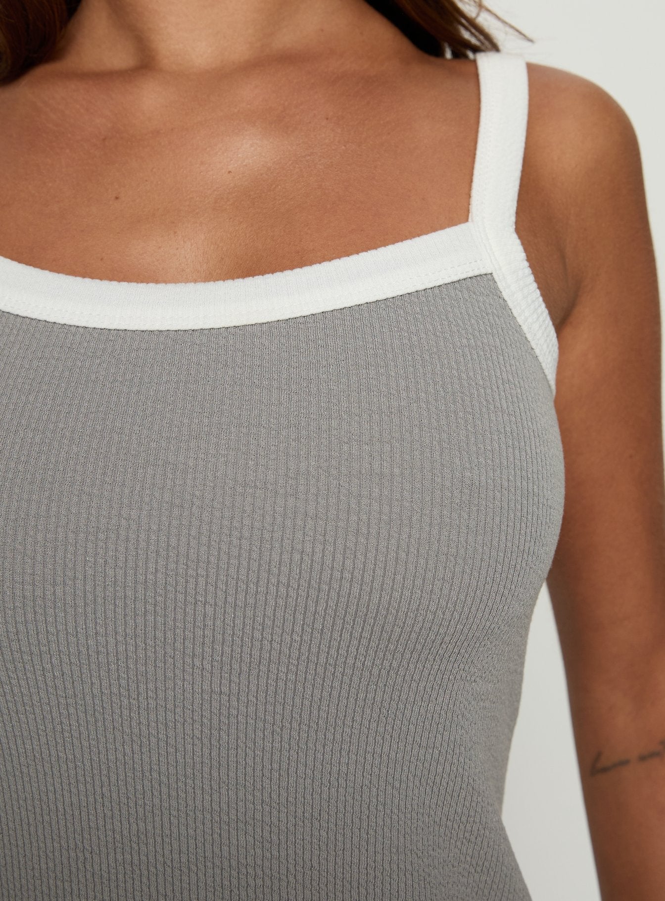 Toree Scoop Back Mini Dress Grey White