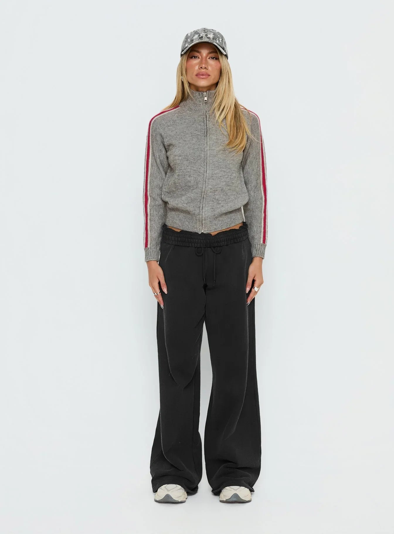 Caysey Zip Through Knit Sweater Grey