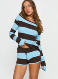 Ahani Low Rise Knit Shorts Blue Brown