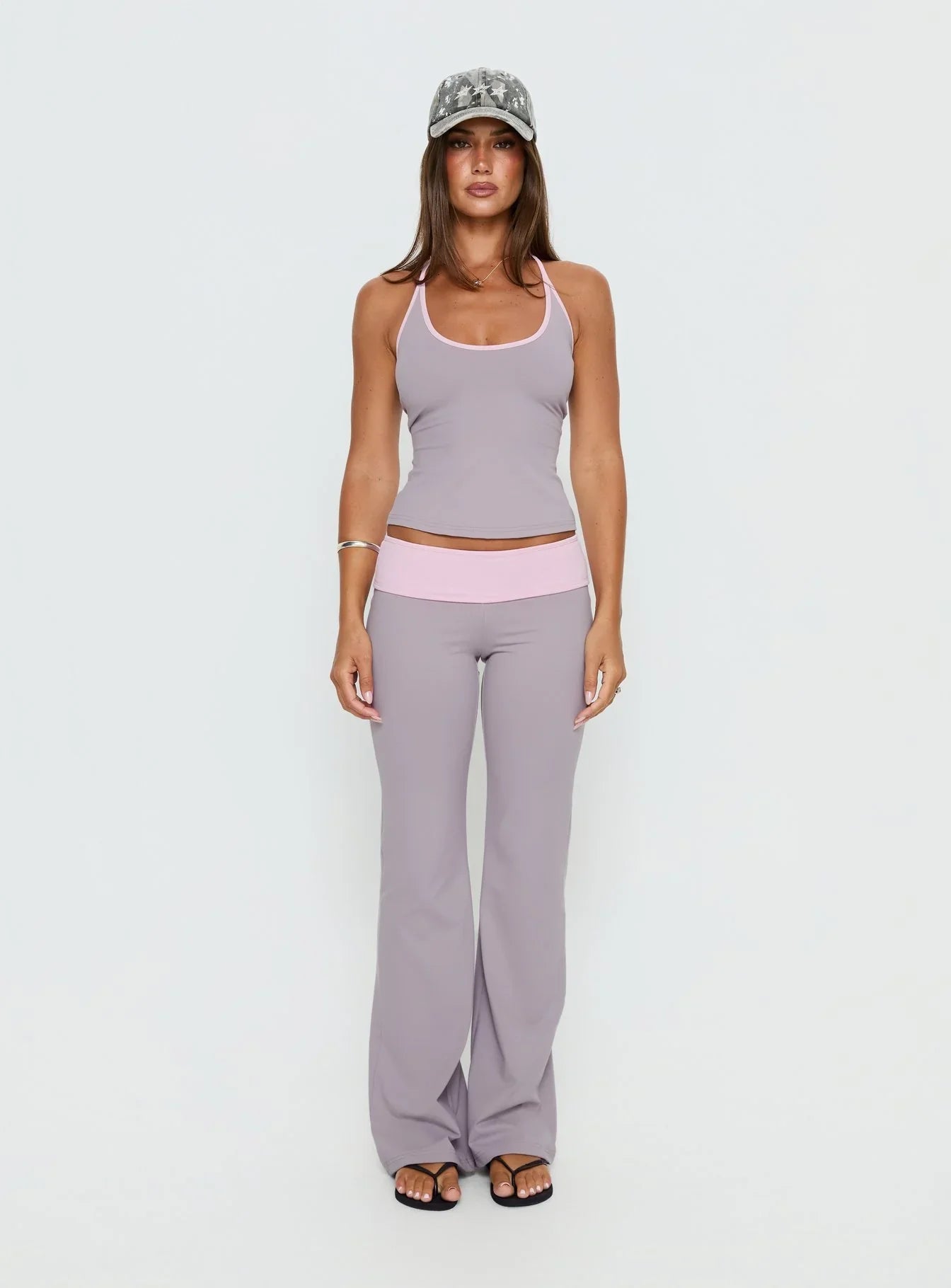 Kobee Jersey Flare Pants Slate Dusty Pink