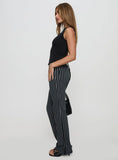 Allude Low Waist Pinstripe Pant Black