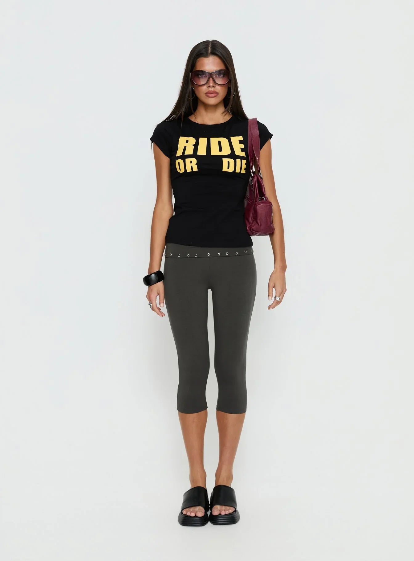 Ride Or Die Graphic Top Black Yellow