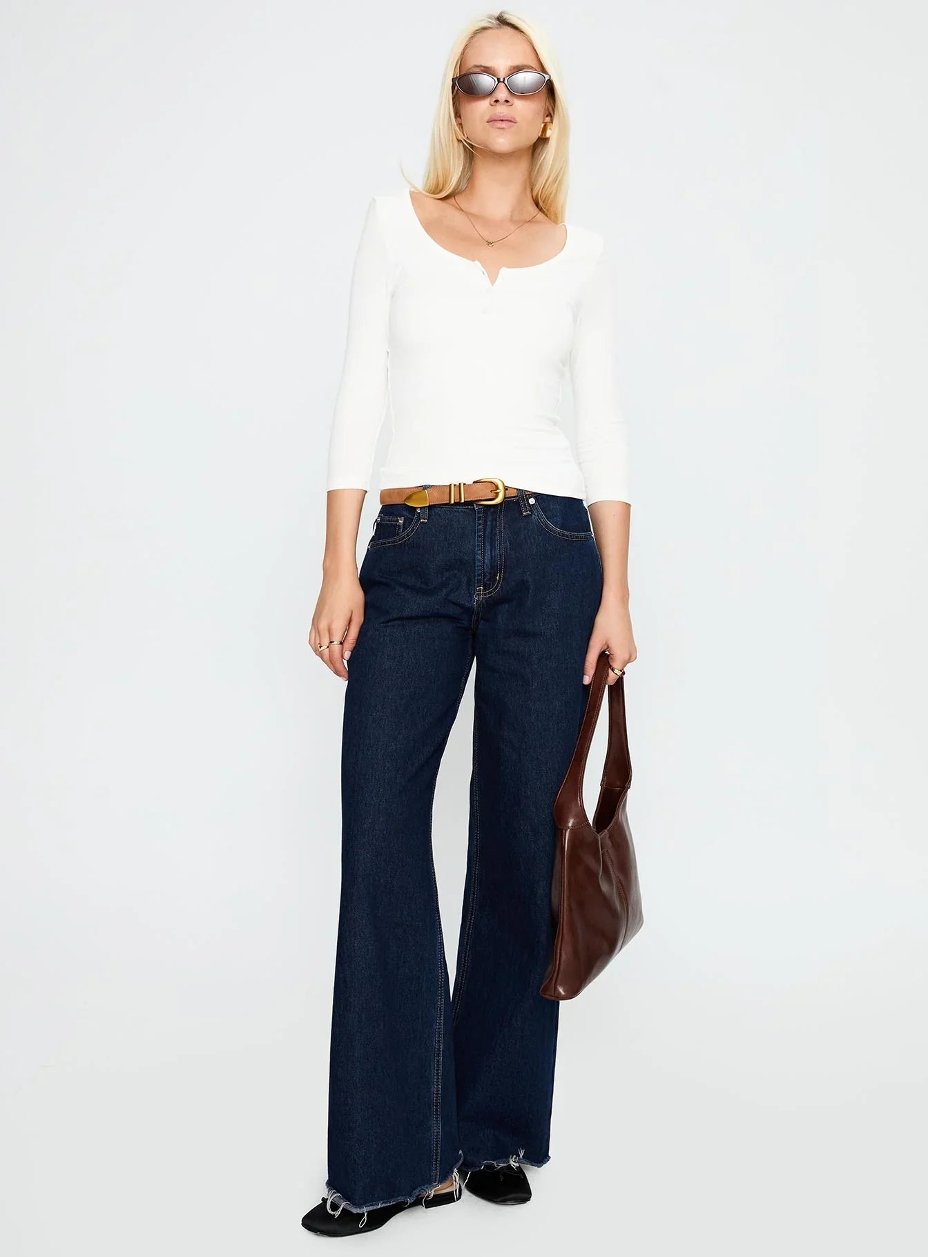 Desirae 3 4 Sleeve Top White