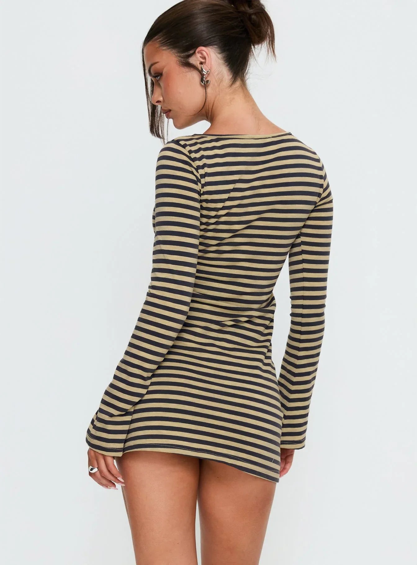Bryanna Long Sleeve Mini Dress Yellow Navy