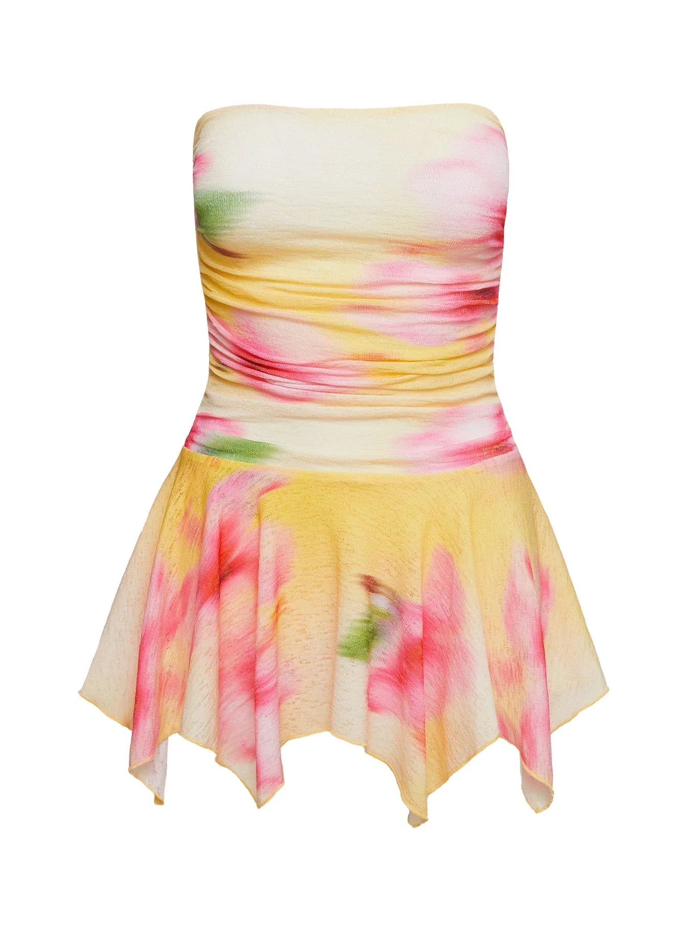 Minxie Strapless Playsuit Yellow Pink