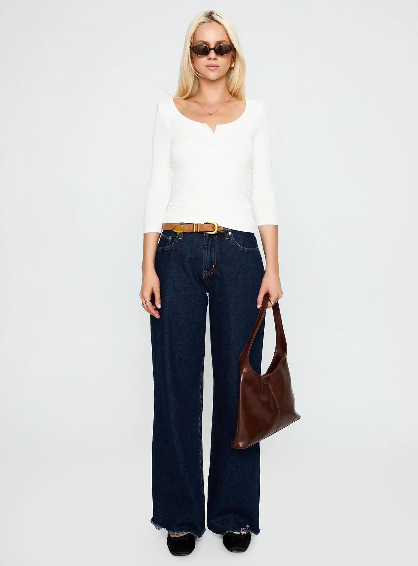 Desirae 3 4 Sleeve Top White