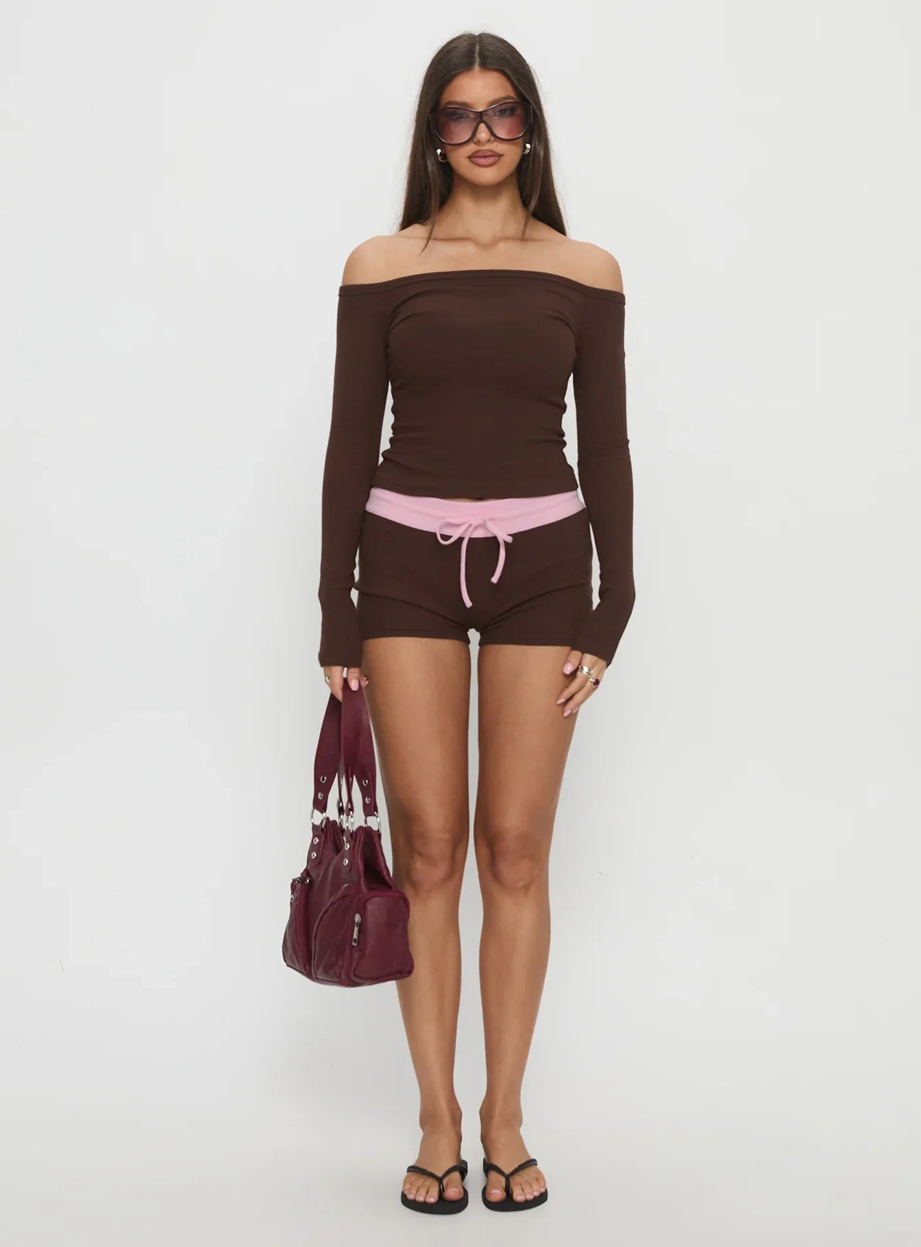 Baseline Rib Micro Shorts Brown Pink