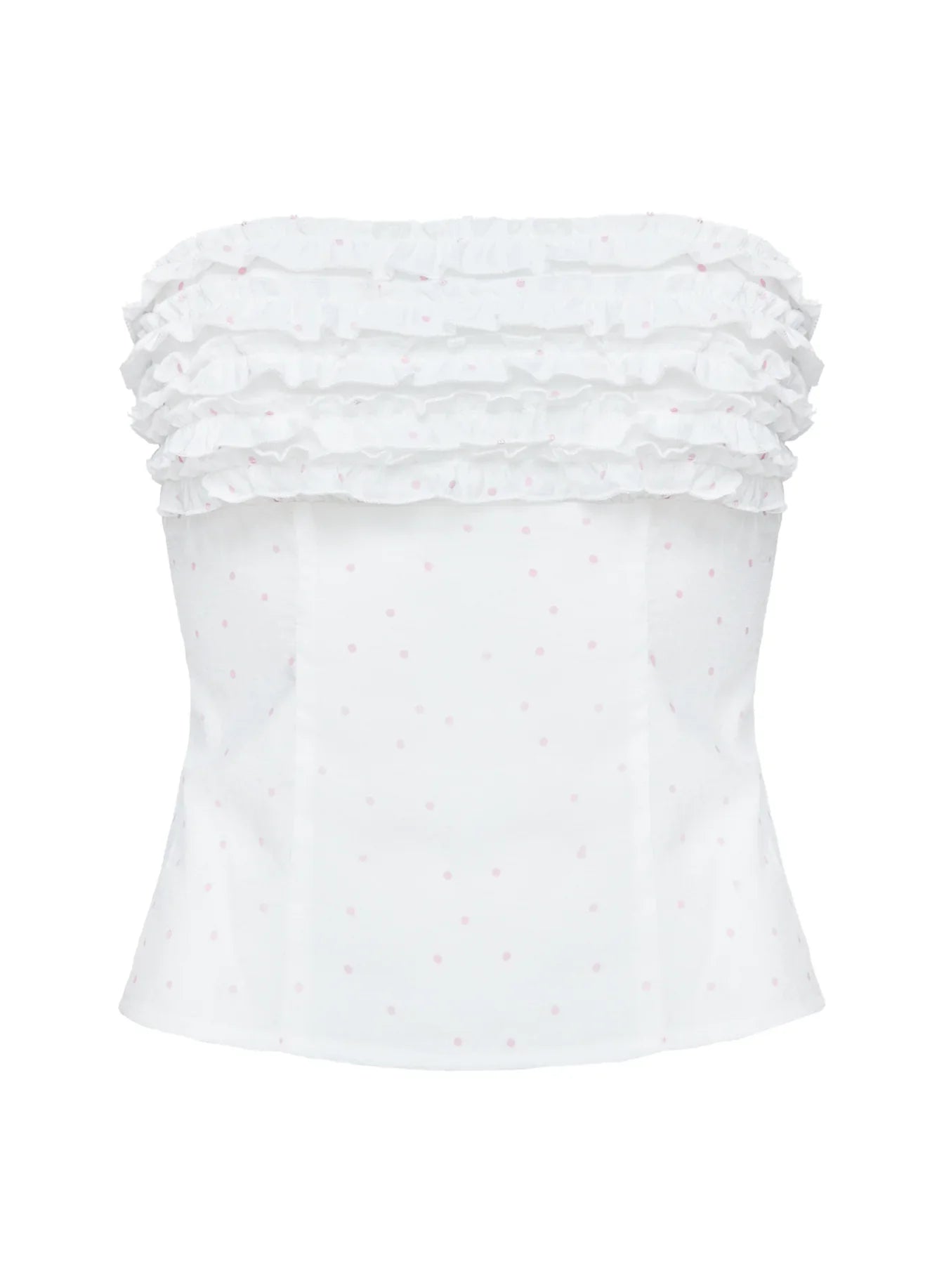 Swingset Love Strapless Top White Pink Dot