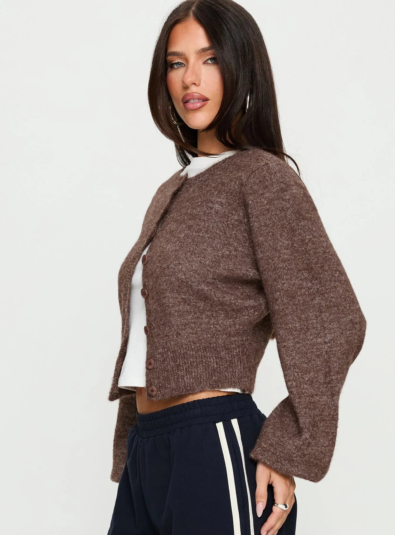 Dawsen Button Down Cardigan Brown