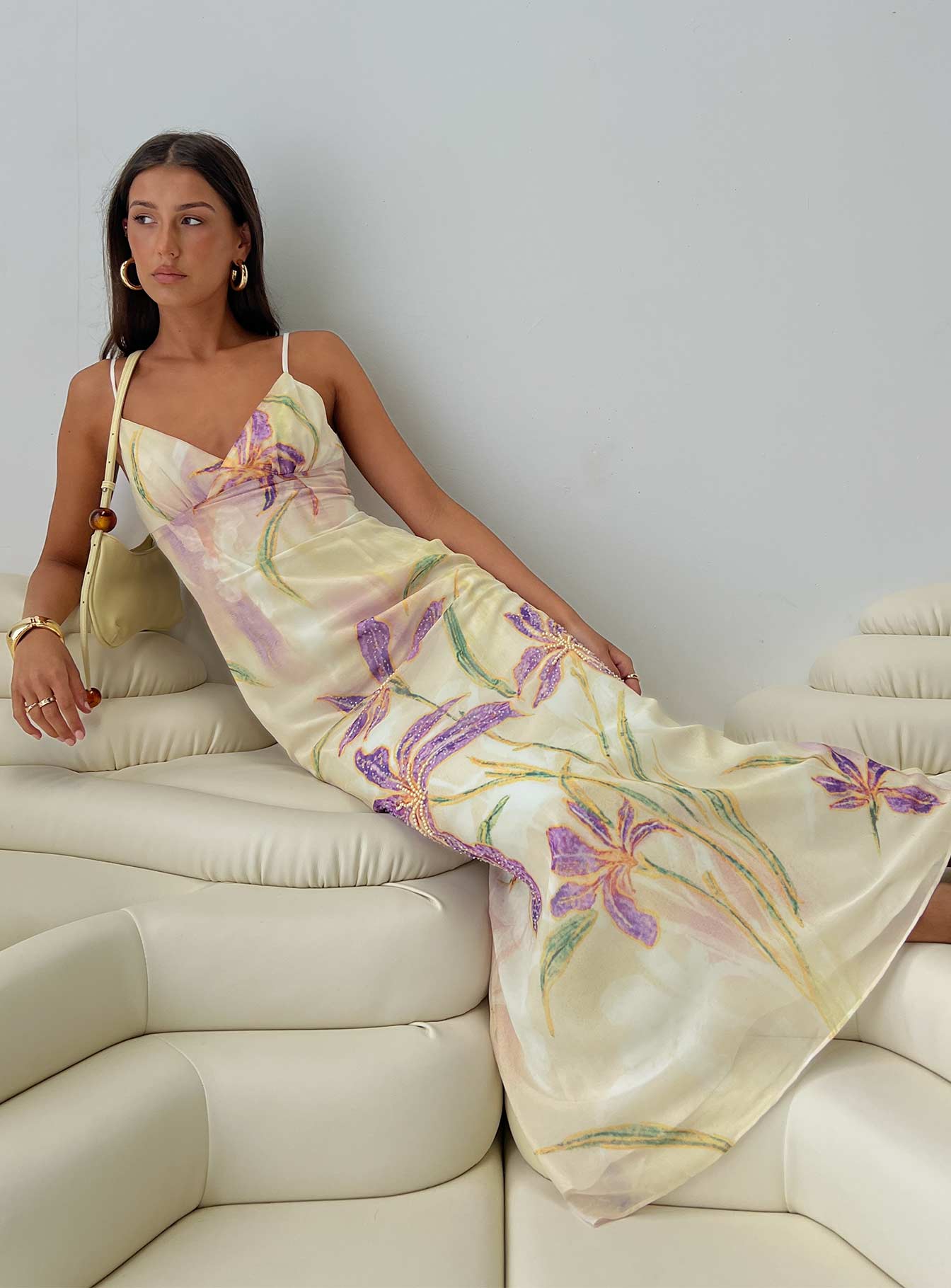 Isakaia Beaded Maxi Dress Floral Multi
